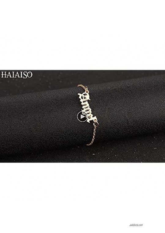 HAIAISO 5 Pcs Ankle Bracelets for Women 18K Gold Plated Cuban Link Anklets Summer Flat Mariner Anklet Rope/Figaro/Tennis Butterfly Layered Adjustable Anklets for Women