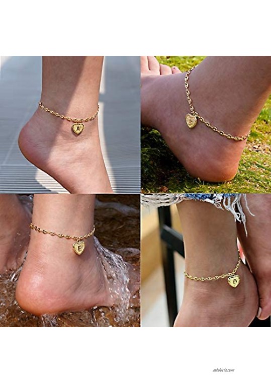 Howoo Gold Initial Anklet Letter Ankle Bracelets for Women A-Z Alphabet Foot Chain for Women