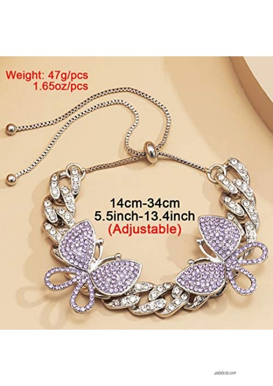 Ingemark Cute Butterfly Cuban Link Anklet Adjustable Ankle Chain Anklet Bracelet for Women Teen Girls Summer Bling Jewelry Accessory
