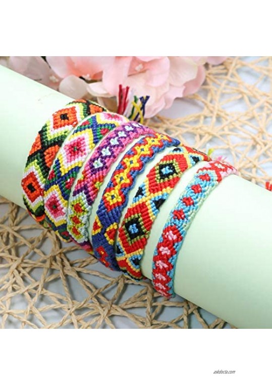 Jstyle 14-17Pcs Friendship Braided Bracelet for Women Handmade Colorful Nepal Woven Bracelet for Wrist Anklet Hair Accessorries
