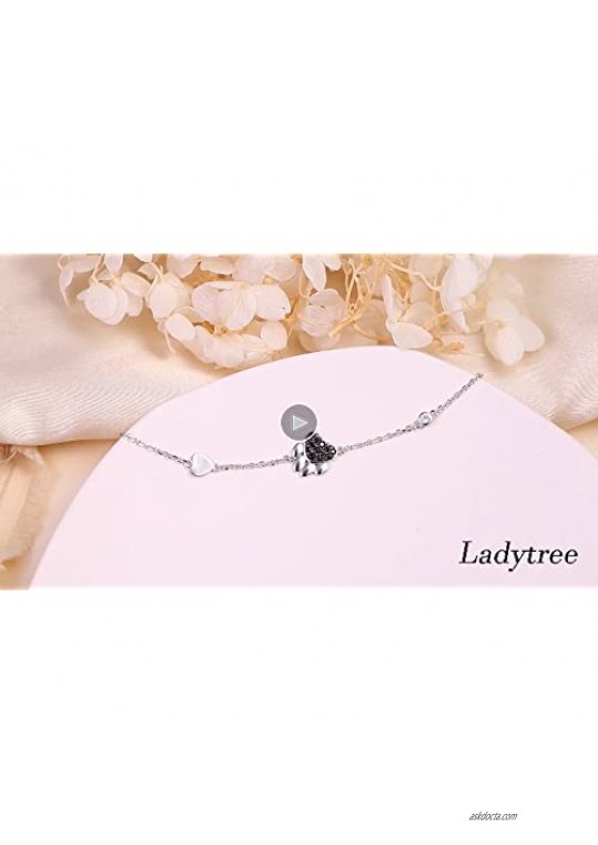 Ladytree Sterling Silver Beach Heart Chain Anklet Ankle Bracelet for Women Foot Jewelry Adjustable Cute Dog Pet Paw Print in S925