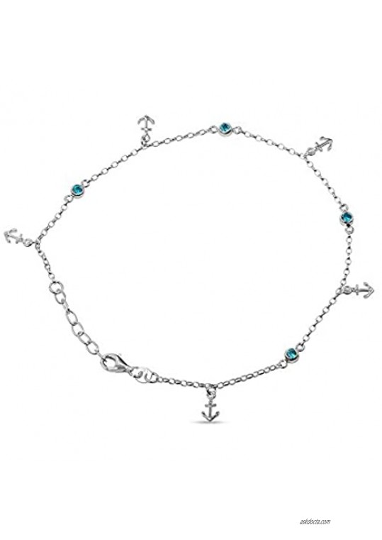 LeCalla Sterling Silver Jewelry Anklet for Women Teen