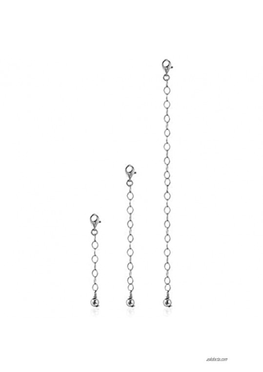 Sea of Ice 3 Pieces Set Sterling Silver Extenders Chain for Necklace Bracelet Anklet  1" 2" and 4"