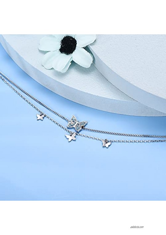 Sianilvera S925 Sterling Silver Sunflower Anklet for Women Girl Butterfly Bee Beach Charm Adjustable Foot Ankle Jewelry Birthday Gift