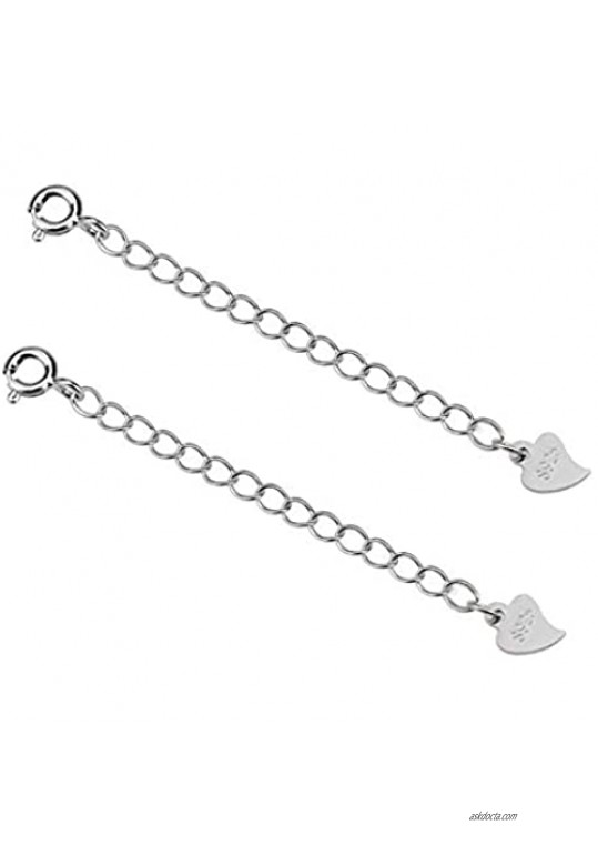 Wellme Sterling Silver Necklace Extender Chain 2PCS 2 Removable and Adjustable Silver or 14k Gold Plated or Rose Gold Plated Set Extra Links to Extend Your Necklace Bracelet Anklet