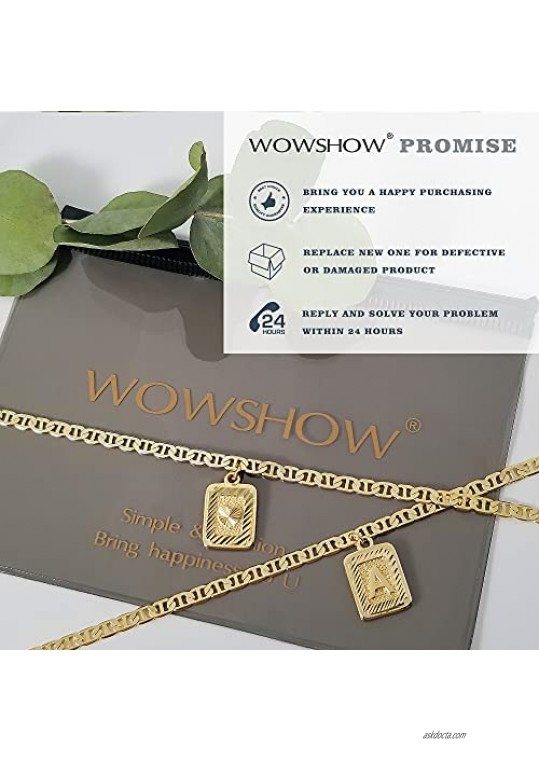 Wowshow 14K Gold Plated Anklet Initial Ankle Bracelets Square Pendents Letter Anklet for Women Flat Marina Foot Chain Gift