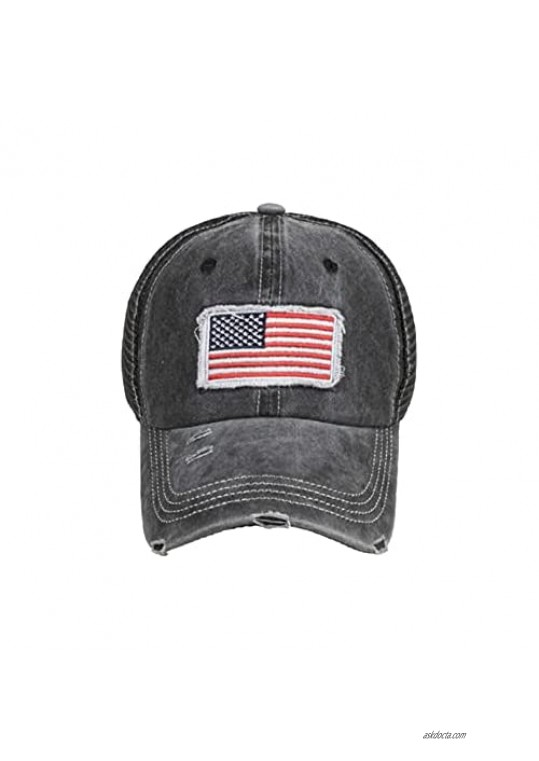 Adults American Flag Baseball Caps Summer Dad Hats Sun Protection Sun Hat Distressed Washed Trucker Hat