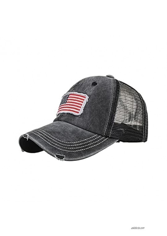 Adults American Flag Baseball Caps Summer Dad Hats Sun Protection Sun Hat Distressed Washed Trucker Hat