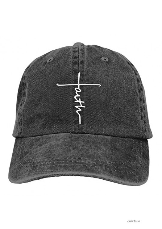 Faith Cross Baseball Hat Unisex Classic Vintage Washed Denim Hat Adjustable Dad Cap