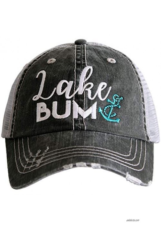 KATYDID Lake Bum with Anchor Trucker Hat Hot Pink one Size