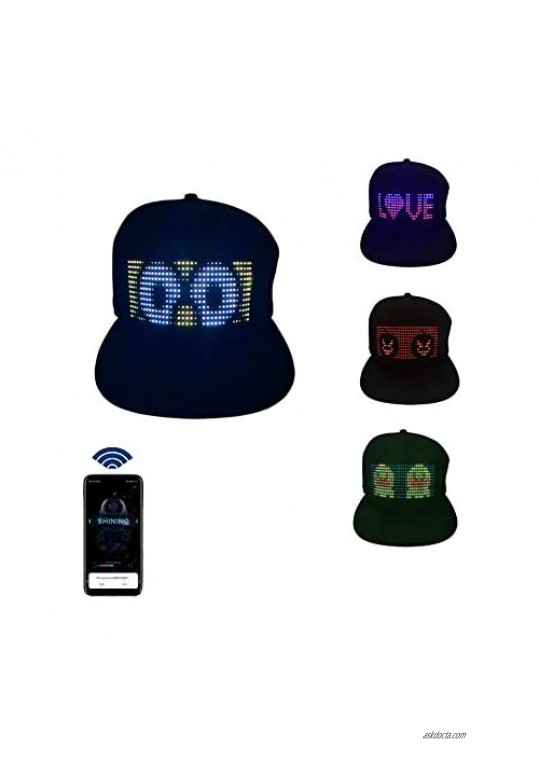 LED Programmable Creative Hat，Multi-Language Bluetooth LED Smart Cap  Customized Bluetooth Hat Mobile APP Control Editing LED Display Hat Led Lamp Word (Text  Music  Image  Drawing)， Party Supplies