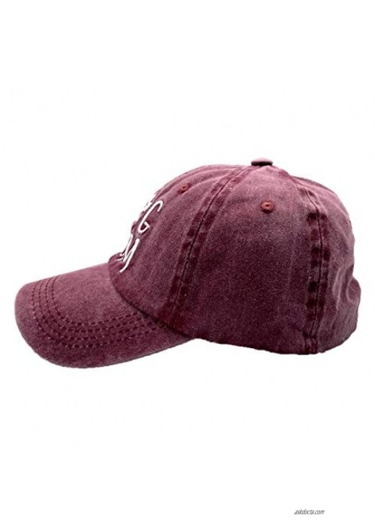 LOKIDVE Women's Dog Mom Hat Embroidered Distressed Cotton Denim Baseball Cap