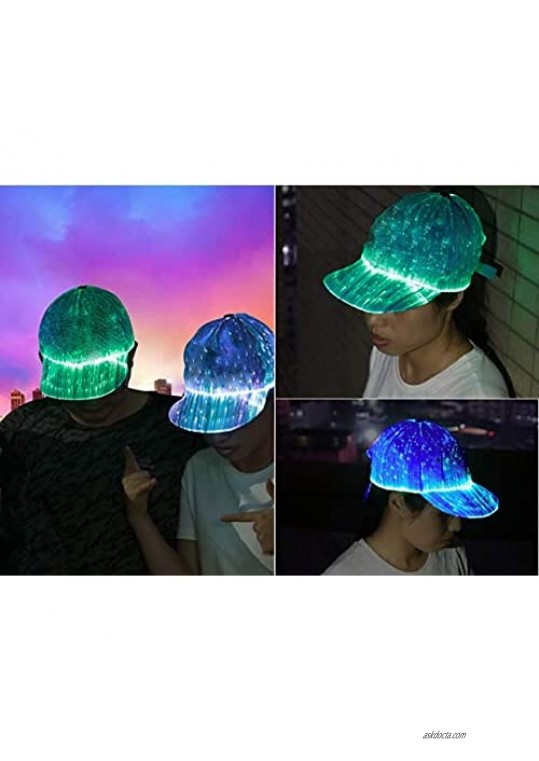 Luminous LED Baseball Cap 7 Colors Glow Hat for Men Women USB Charging Light up caps for Music Party Christmas Halloween Club White