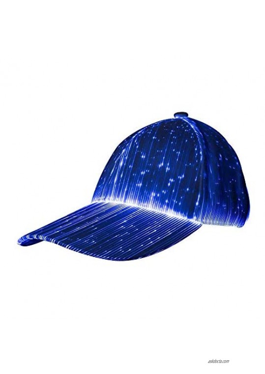 Luminous LED Baseball Cap 7 Colors Glow Hat for Men Women USB Charging Light up caps for Music Party Christmas Halloween Club White
