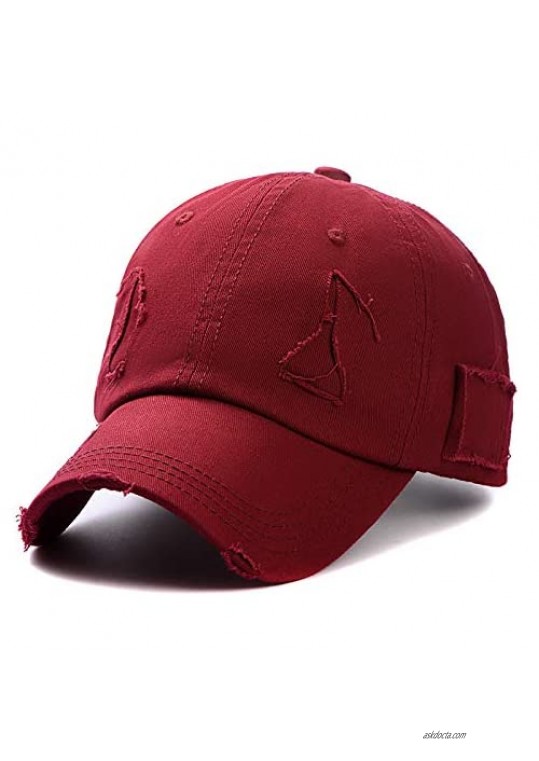 Nogewul Washed Cotton Ponytail Baseball Cap for Womens Men Adjustable Trucker Dad Hats