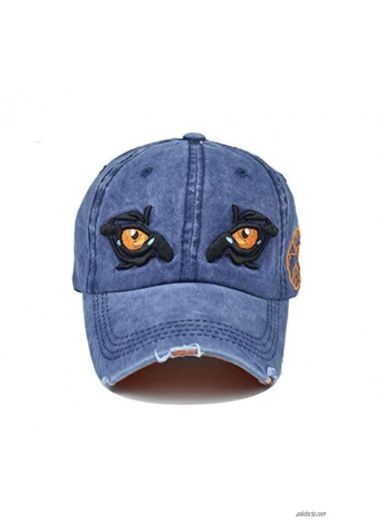 OAKSTOY 3D Eagle Eye Embroidered Baseball Cap Unisex Vintage Adjustable Washed Cotton Outdoor Sport Trucker Driving Hat