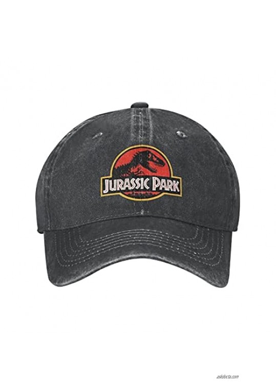 One Nation Design Jurassic Park Cool Adult Denim Hat with Outdoor Casual Sports Cap Black