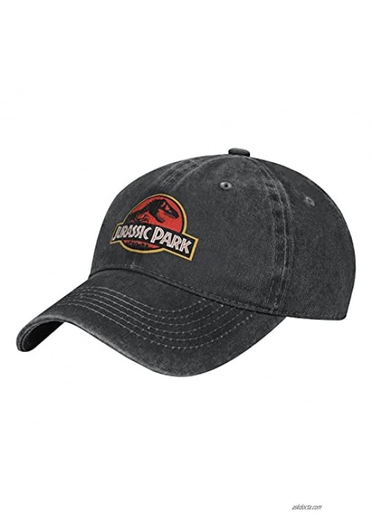 One Nation Design Jurassic Park Cool Adult Denim Hat with Outdoor Casual Sports Cap Black