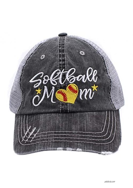 Style In Demand Softball Mom Embroidered Trucker Hat Cap Black