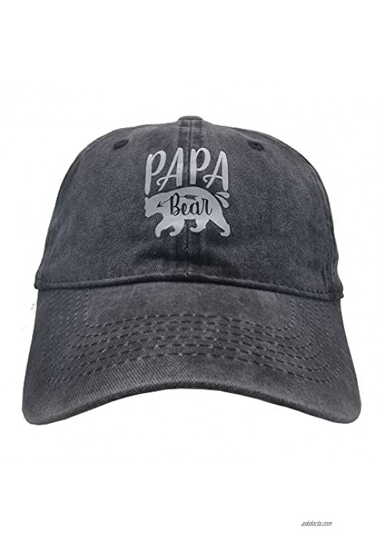 Waldeal Mama Papa Bear Baseball Cap for Men Women Vintage Adjustable Dad Denim Hat