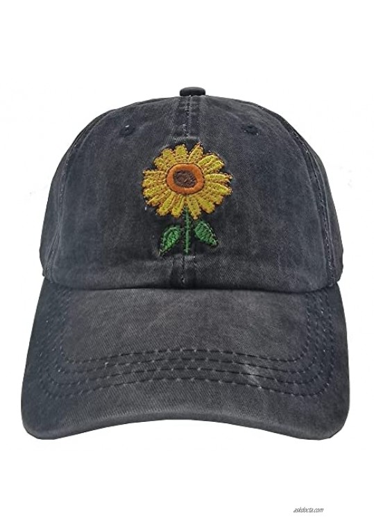 Waldeal Women's Sunflowers Baseball Cap Adjustable Distressed Vintage Summer Dad Hat