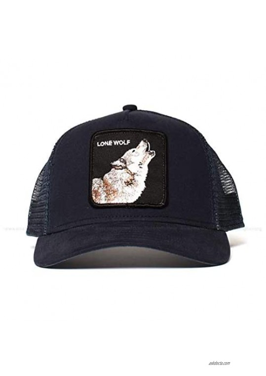 Wolf Animal mesh Trucker hat Men's Ladies Square Patch Baseball Cap Cap Black