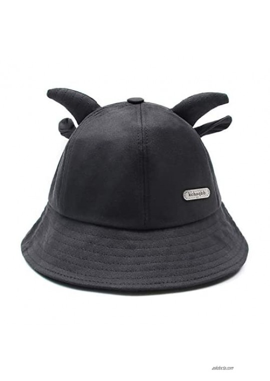 Aelidiya Ox Horn Bucket Hat Fisherman Hat Photography Fishing Cap Festival Sun Hat with Cute Horns Ears