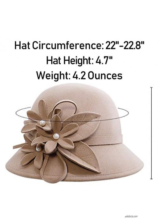 Bienvenu 100% Wool Hat Women Vintage Cloche Bucket Hat