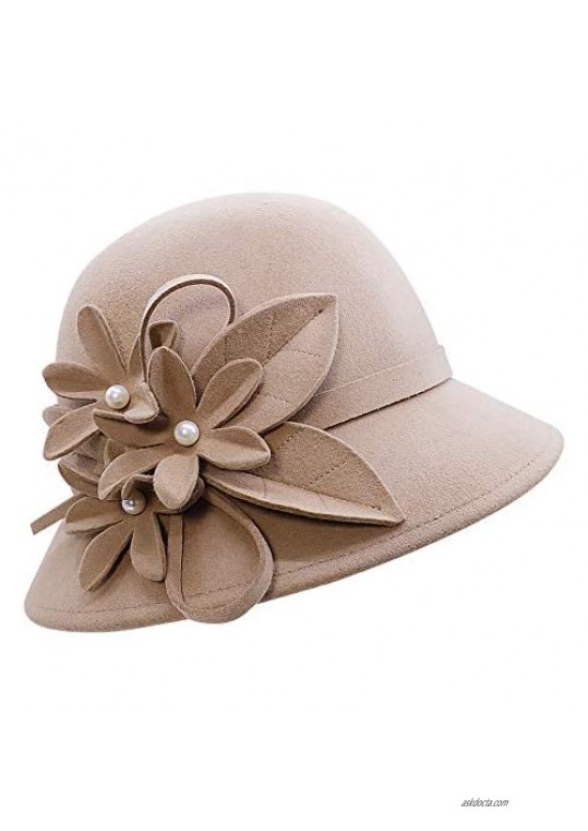 Bienvenu 100% Wool Hat Women Vintage Cloche Bucket Hat