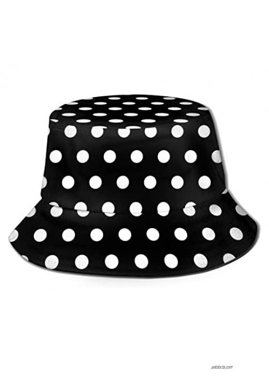 Black and White Polka Dot Bucket Hat Reversible Fisherman Cap Beach Sun Hats for Men Women Boys and Girls