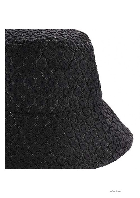 boderier Sun Hats for Women Summer Casual Wide Brim Floral Lace Bucket Hat Beach Vacation Travel Accessories