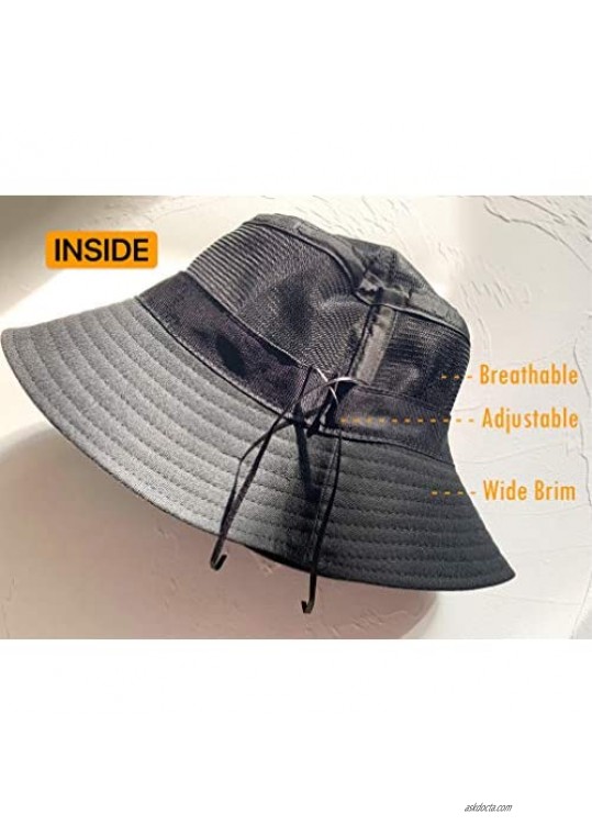 Bucket Hats for Women Adjustable Summer Sun Hat Travel Beach Cap Unisex Bucket Hat