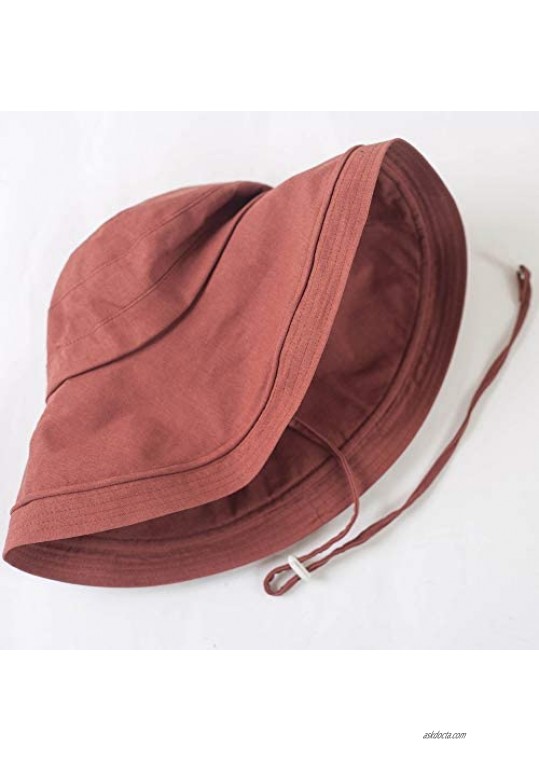 Commadonna Stylish-Feminine Wide Brim Foldable Bucket Hat (Light Beige)
