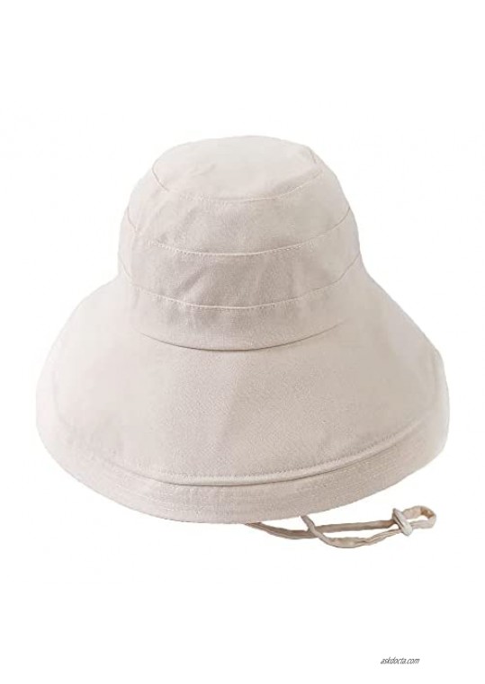 Commadonna Stylish-Feminine Wide Brim Foldable Bucket Hat (Light Beige)