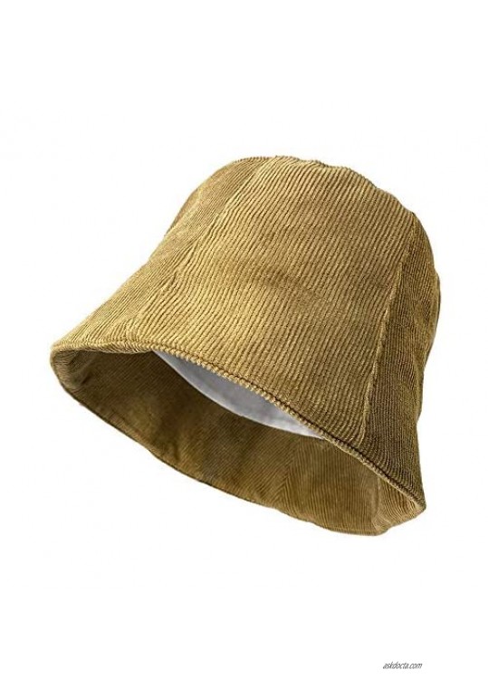 Croogo Corduroy Bucket Hat Packable Reversible Fisherman Hat Windproof Fall Winter Hat Travel Beach Summer Cap Boonie Cap