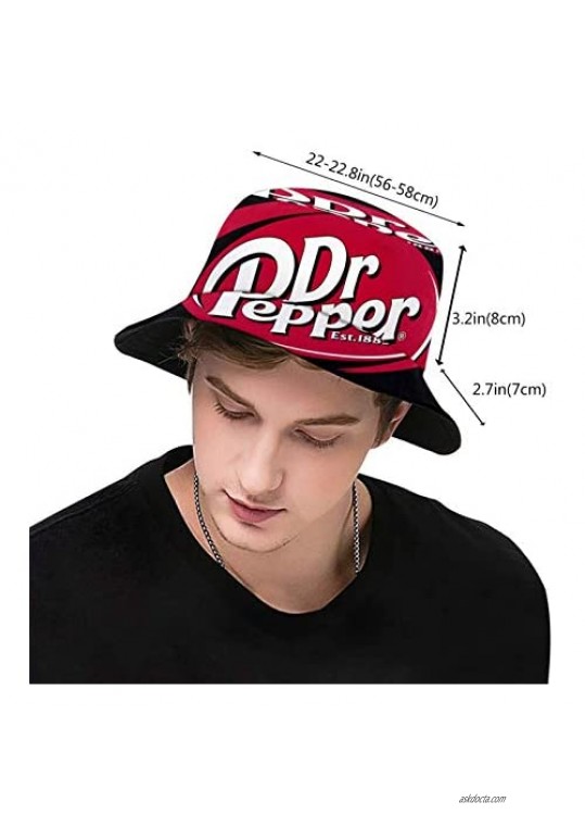 Dr Pepper Fisherman's Hat Unique Bucket Hat Unisex Sun Protection for Womenï¼†Men Black