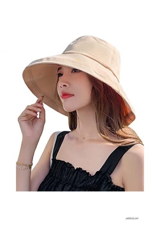 E.Joy Online Women's Wide Brim Bucket Hat Packable Linen/Cotton Cloche Hat