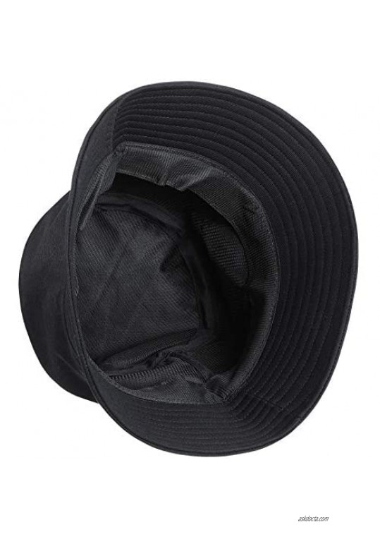 Foaincore 2 Pieces Bucket Hat Washed Bucket Hat Summer Beach Sun Hat Wide Brim Visors Hat Vintage Fisherman Cap for Men Women Black