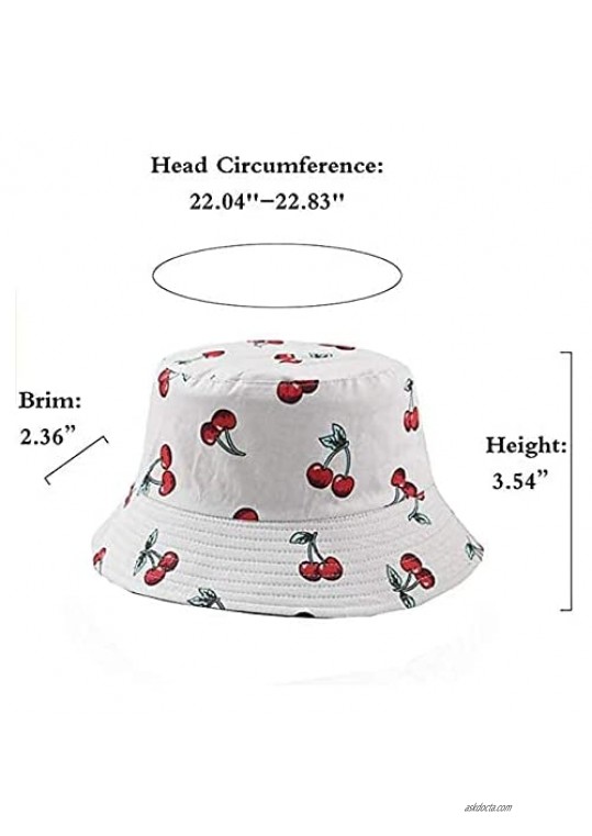 INOGIH Fruit Bucket Hats Reversible Women Summer-Fisherman-Packable Protection