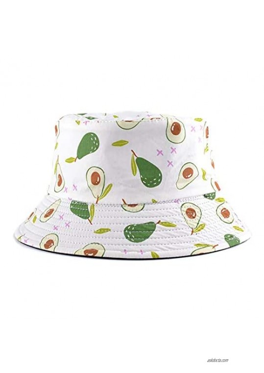 KEKY Adult Strawberry Bucket Hat Pink Print Travel Beach Fisherman Cap Reversible Wide Brim Hats Women Men Teens