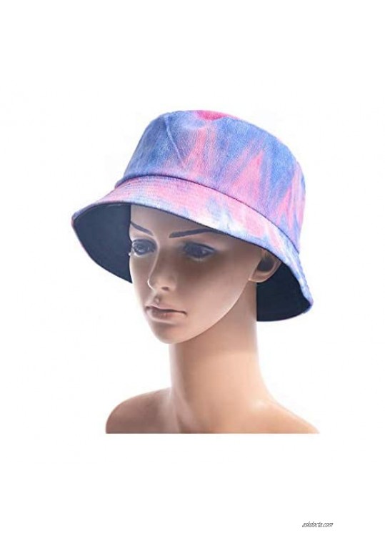 Tie-Dyed Fisherman Cap Unisex Packable Summer Travel Beach Outdoor Sun Hat