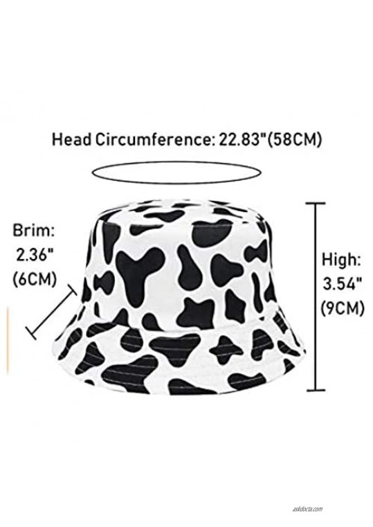 Unisex Cow-Print Bucket-Hat UV-Protection Reversible Fisherman Sun-Hat Foldable