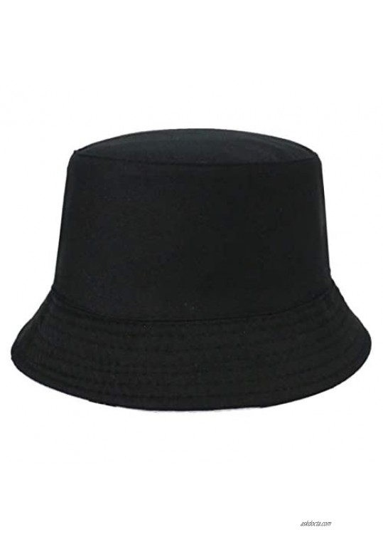 Unisex Print Double-Sided Bucket Hat Sun Hat Cotton UV Beach Hat Travel Cap