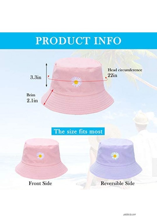 Women Bucket Hats - Summer Fisherman Hat Men Reversible Bucket Hat Foldable Beach Sun Hats for Women Men