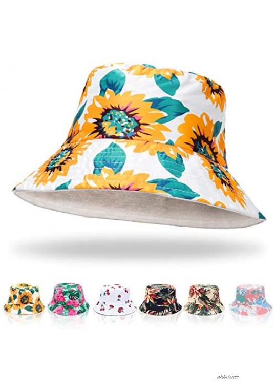 Women Print Bucket Hats - Summer Fisherman Hat Men Foldable Beach Sun Bucket Hat Reversible Cute Cotton Bucket Caps