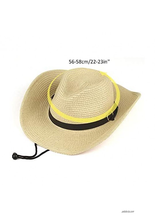 Classic Western Cowboy & Cowgirl Hat with Wide Brim Fashionable Summer Sun Hat Beach Straw Hats for Women