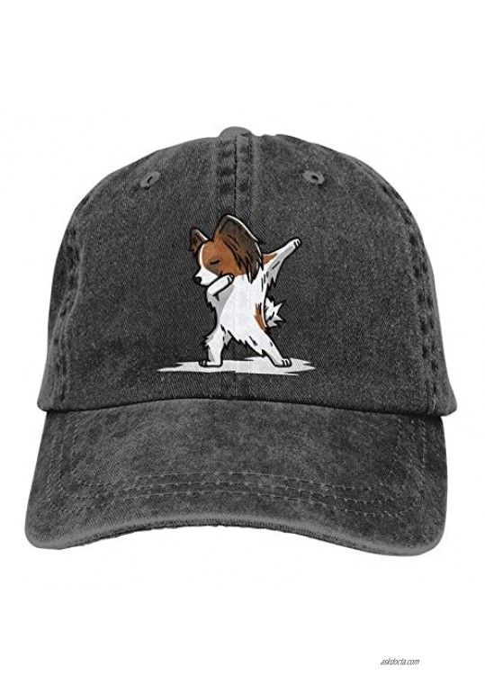 Dabbing Papillon Dog Unisex Adult Cowboy hat Sun Hat Adjustable Baseball Cap