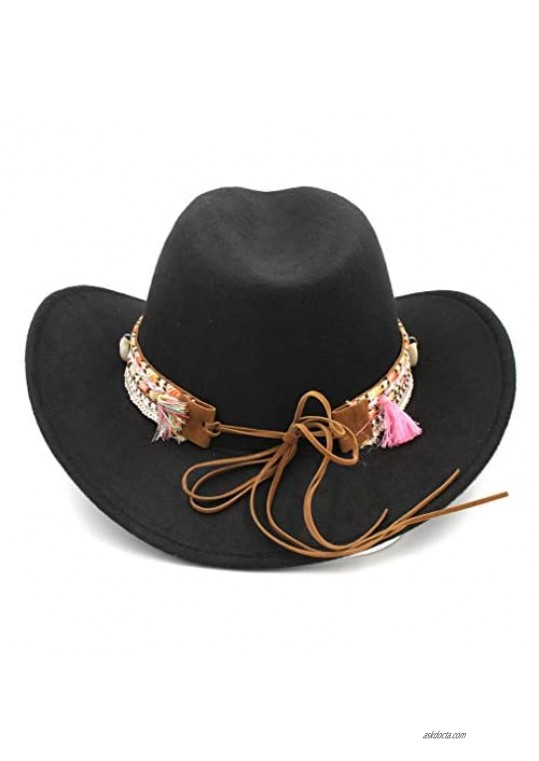 Elee Women Wide Brim Western Cowboy Hat Cowgirl Ladies Party Church Costume Cap