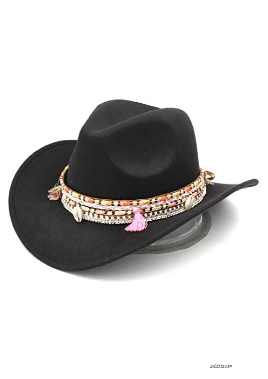 Elee Women Wide Brim Western Cowboy Hat Cowgirl Ladies Party Church Costume Cap