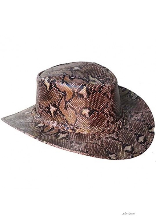 Genuine Cowhide Leather Snake Print Cowboy Western Hat- # 2688 US